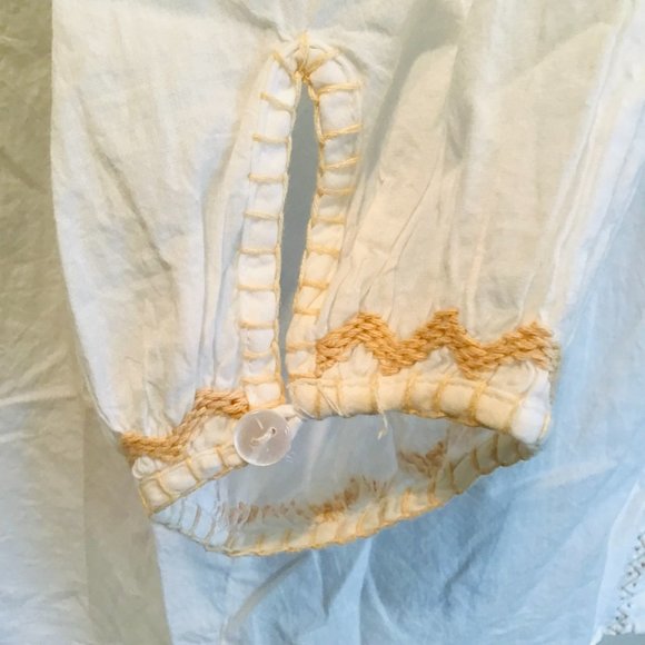 Solitaire Cotton White Boho Embroidered Puff Sleeve Blouse Tunic Top - Picture 10 of 12